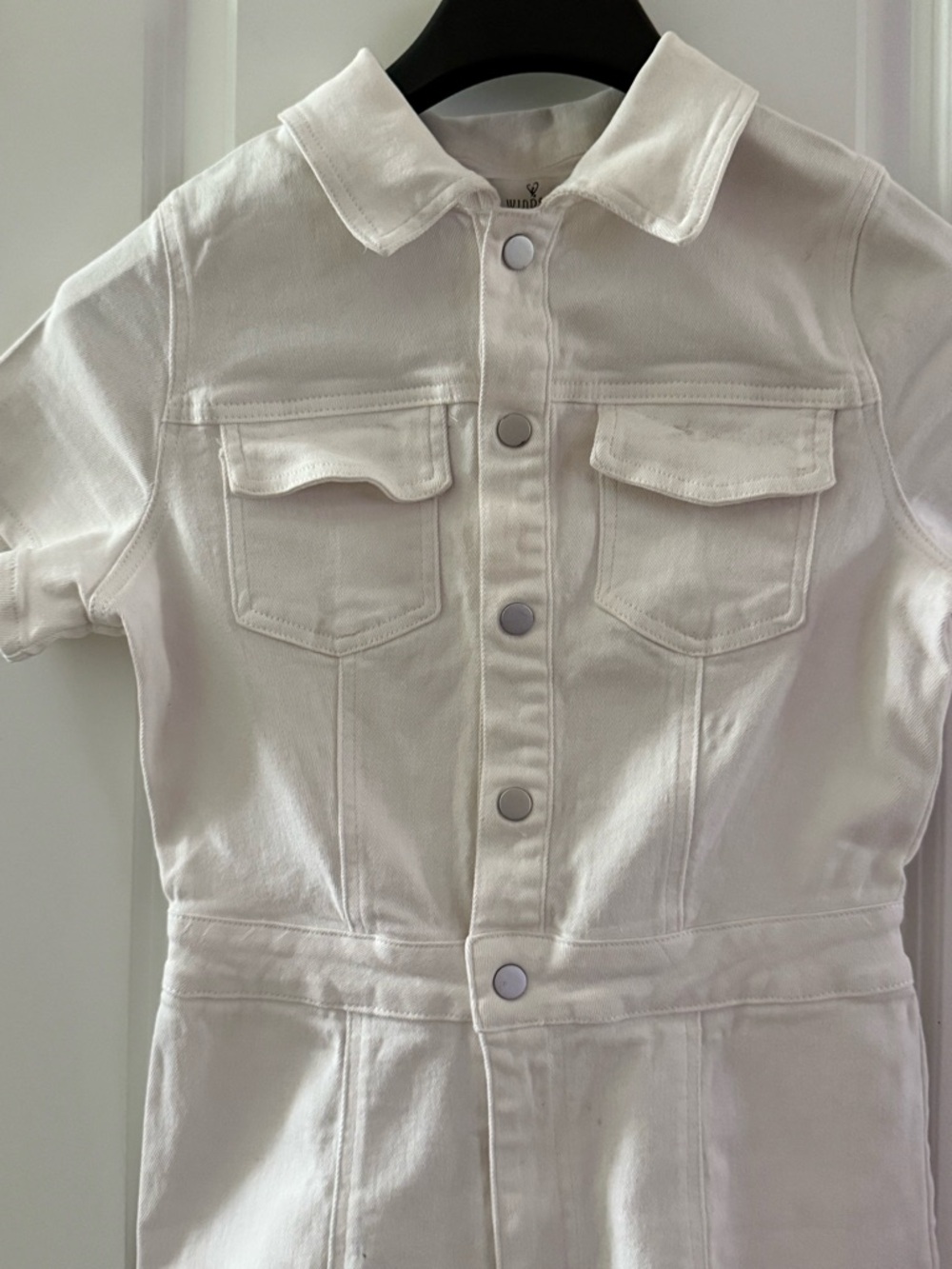Windsor Denim White Short-Sleeve Romper W/Button-Up Front M - Picture 9 of 12
